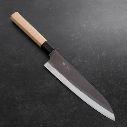 Gyuto Blue Steel #1 Kurouchi Stainless Clad Buffalo Magnolia Handle 210mm