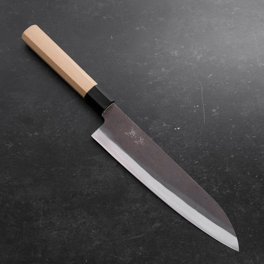 Gyuto Blue Steel #1 Kurouchi Stainless Clad Buffalo Magnolia Handle 210mm