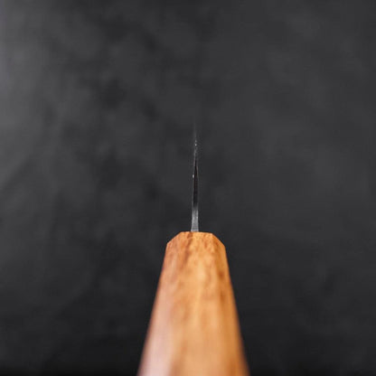 Gyuto Blue Steel #1 Kurouchi Stainless Clad Oak Handle 210mm