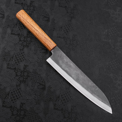 Gyuto Blue Steel #1 Kurouchi Stainless Clad Oak Handle 210mm
