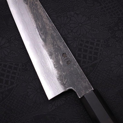 Gyuto Blue Steel #1 Kurouchi Suminagashi Buffalo Ebony Handle 200mm
