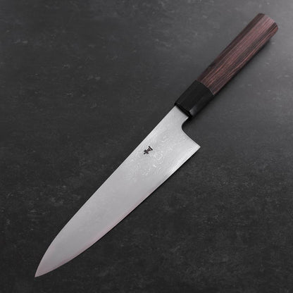 Gyuto Blue Steel #1 Suminagashi Buffalo Ebony Handle 180mm