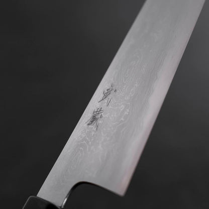 Gyuto Blue Steel #1 Suminagashi Buffalo Ebony Handle 180mm