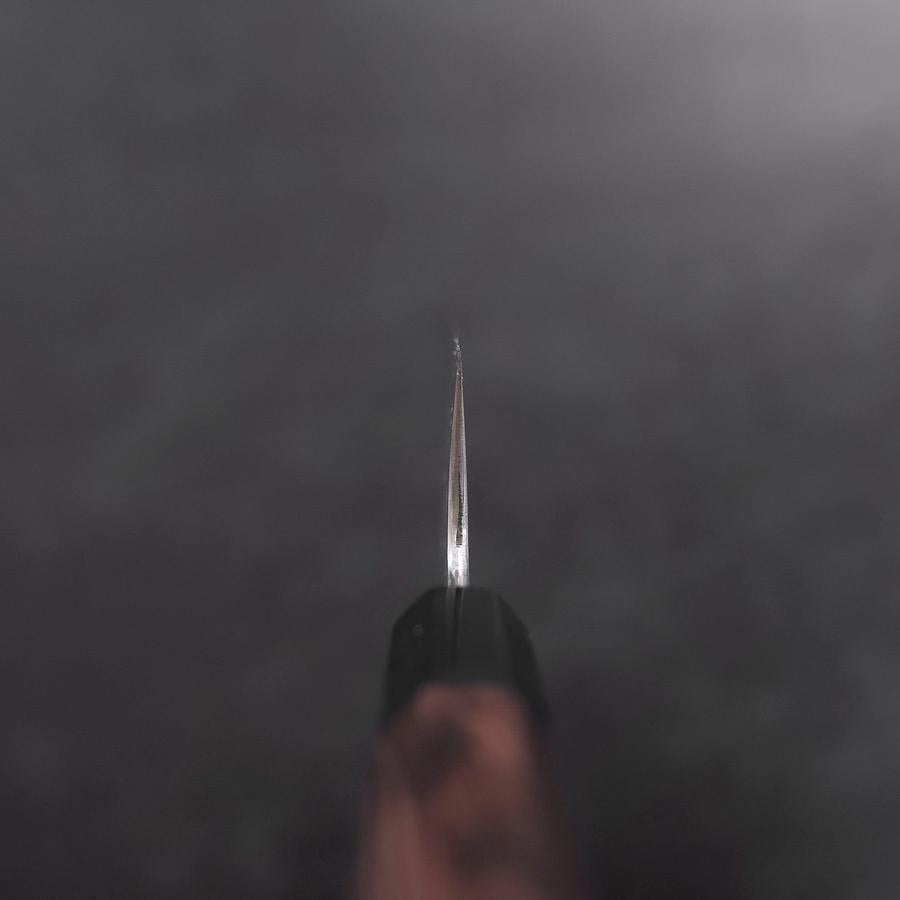 Gyuto Blue Steel #1 Suminagashi Buffalo Ebony Handle 180mm