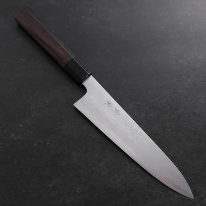 Gyuto Blue Steel #1 Suminagashi Buffalo Ebony Handle 180mm