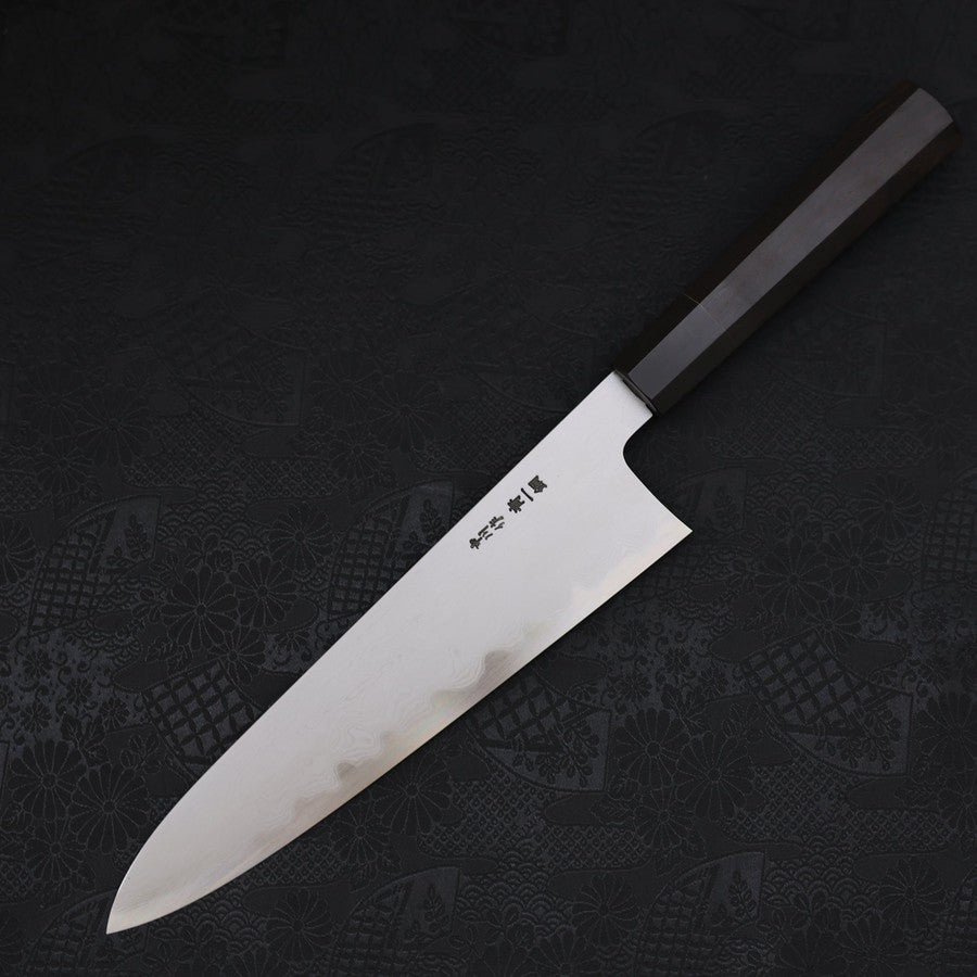 Gyuto Blue Steel #1 Suminagashi Buffalo Ebony Handle 240mm