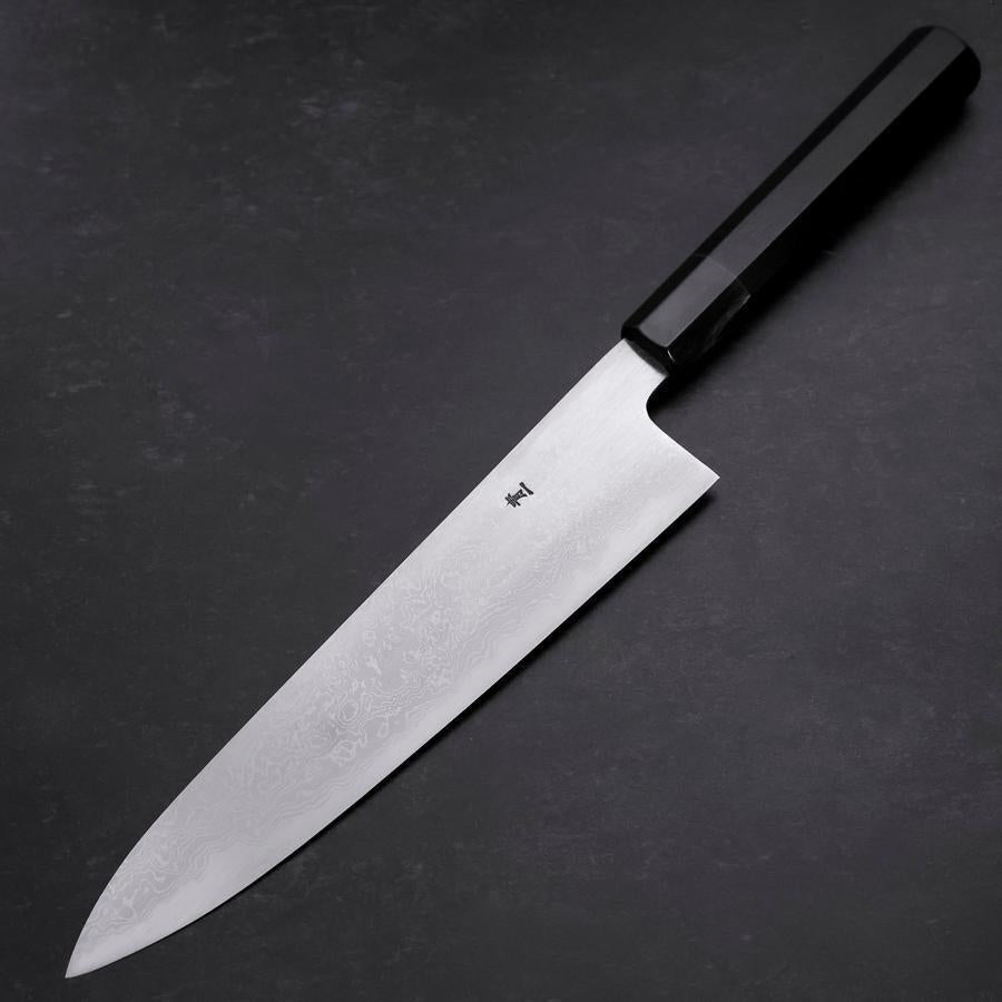 Gyuto Blue Steel #1 Suminagashi Buffalo Ebony Handle 240mm