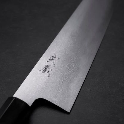 Gyuto Blue Steel #1 Suminagashi Buffalo Ebony Handle 240mm