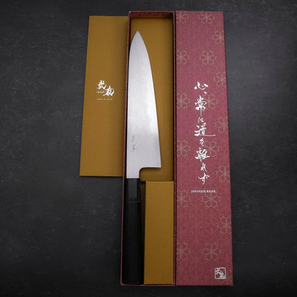 Gyuto Blue Steel #1 Suminagashi Buffalo Ebony Handle 240mm