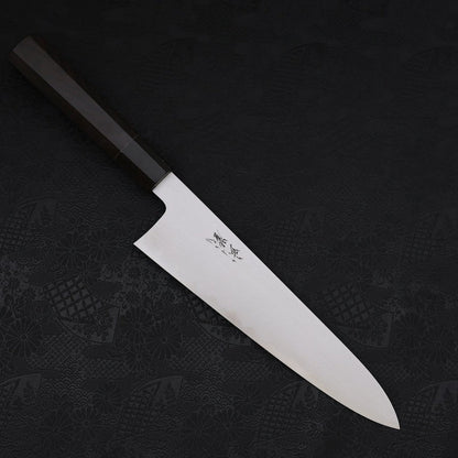 Gyuto Blue Steel #1 Suminagashi Buffalo Ebony Handle 240mm