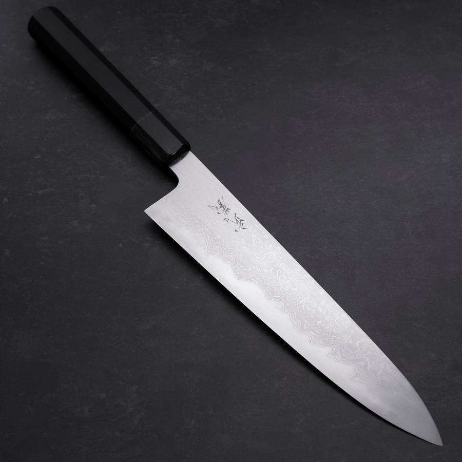 Gyuto Blue Steel #1 Suminagashi Buffalo Ebony Handle 240mm