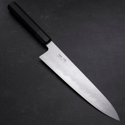 Gyuto Blue Steel #1 Suminagashi Buffalo Ebony Handle 240mm