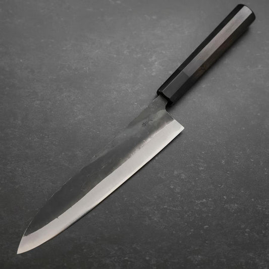 Gyuto Blue Steel #2 Chokin Kurouchi Sakura Fuji Buffalo Ebony Handle 210mm