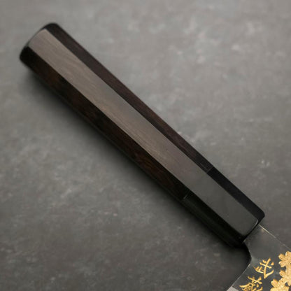 Gyuto Blue Steel #2 Chokin Kurouchi Sakura Fuji Buffalo Ebony Handle 210mm