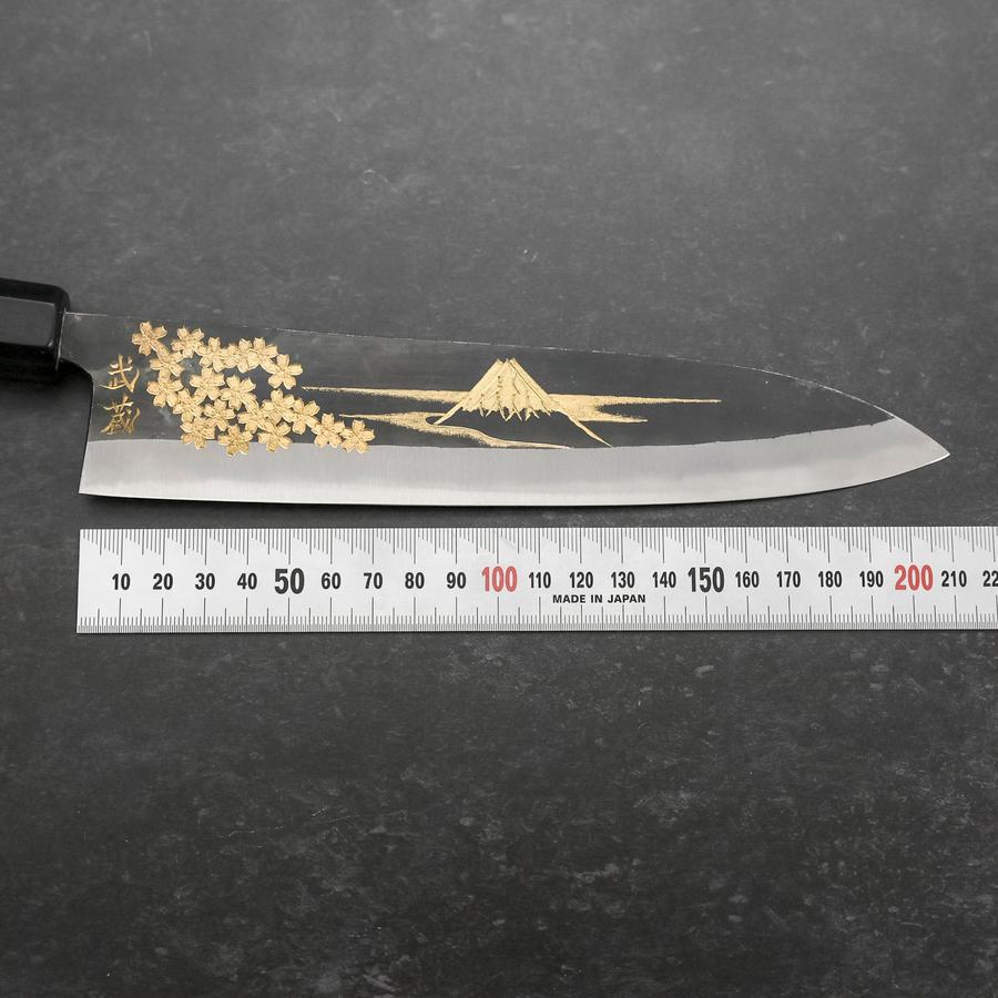 Gyuto Blue Steel #2 Chokin Kurouchi Sakura Fuji Buffalo Ebony Handle 210mm