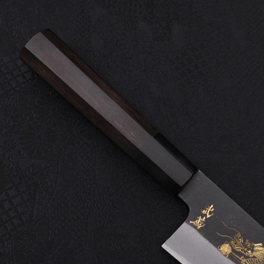 Gyuto Blue Steel #2 Kurouchi Chokin Dragon Buffalo Ebony Handle 210mm