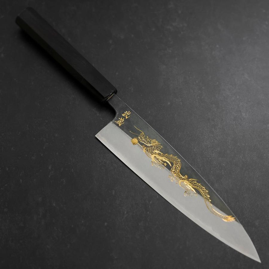 Gyuto Blue Steel #2 Kurouchi Chokin Dragon Buffalo Ebony Handle 210mm Store Limited