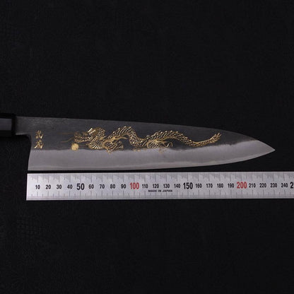 Gyuto Blue Steel #2 Kurouchi Chokin Dragon Buffalo Ebony Handle 240mm