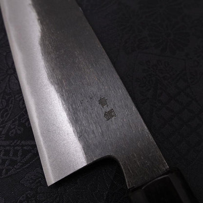 Gyuto Blue Steel #2 Kurouchi Chokin Snake-Sakura Buffalo Ebony Handle 210mm