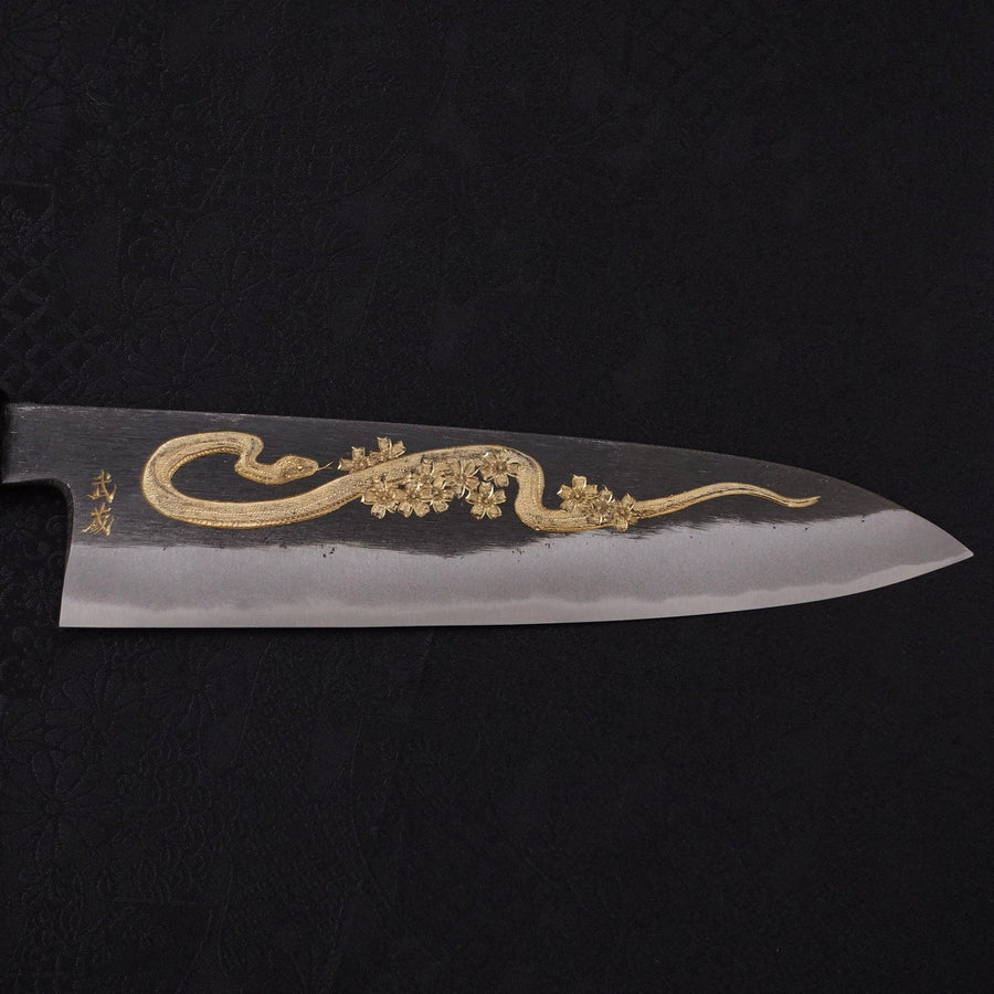 Gyuto Blue Steel #2 Kurouchi Chokin Snake-Sakura Buffalo Ebony Handle 210mm