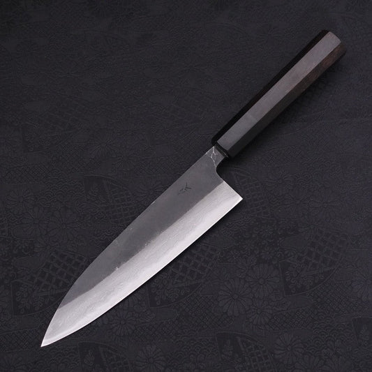 Gyuto Blue Steel #2 Kurouchi Damascus Buffalo Ebony Handle 180mm