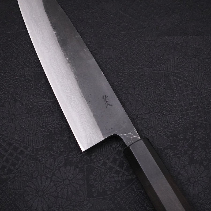 Gyuto Blue Steel #2 Kurouchi Damascus Buffalo Ebony Handle 180mm
