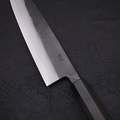 Gyuto Blue Steel #2 Kurouchi Damascus Buffalo Ebony Handle 180mm
