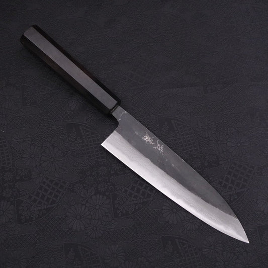 Gyuto Blue Steel #2 Kurouchi Damascus Buffalo Ebony Handle 180mm