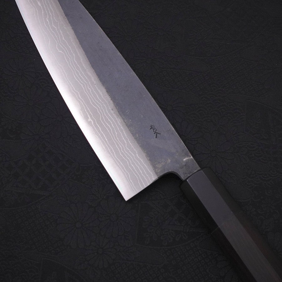 Gyuto Blue Steel #2 Kurouchi Damascus Buffalo Ebony Handle 210mm