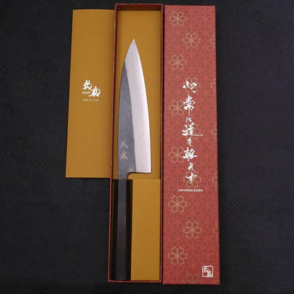Gyuto Blue Steel #2 Kurouchi Damascus Buffalo Ebony Handle 210mm