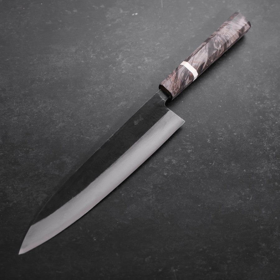 Gyuto Blue Steel #2 Kurouchi Damascus Maple Handle 210mm