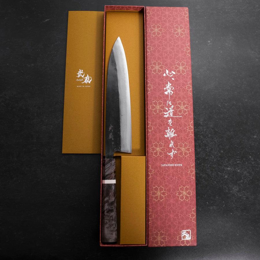 Gyuto Blue Steel #2 Kurouchi Damascus Maple Handle 210mm