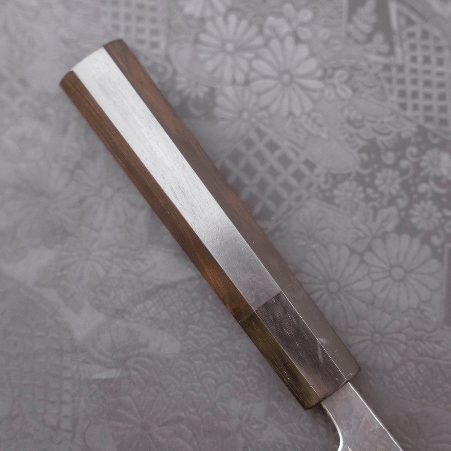 Gyuto Blue Steel #2 Kurouchi Stainless Clad Chokin Dragon Buffalo Ebony Handle 180mm