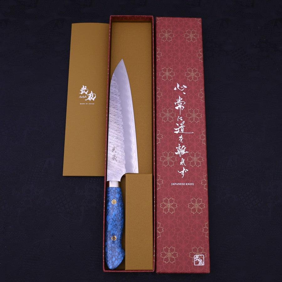 Gyuto SG-2 Tsuchime Turquoise Blue Handle 210mm