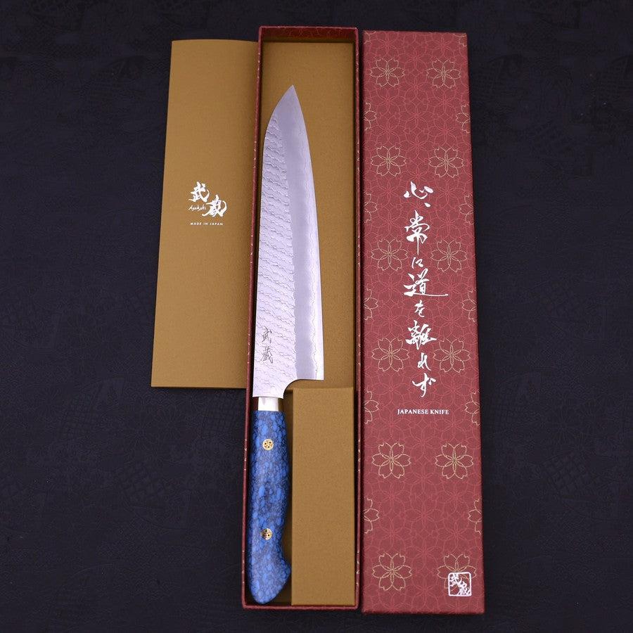 Gyuto SG-2 Tsuchime Turquoise Blue Handle 240mm