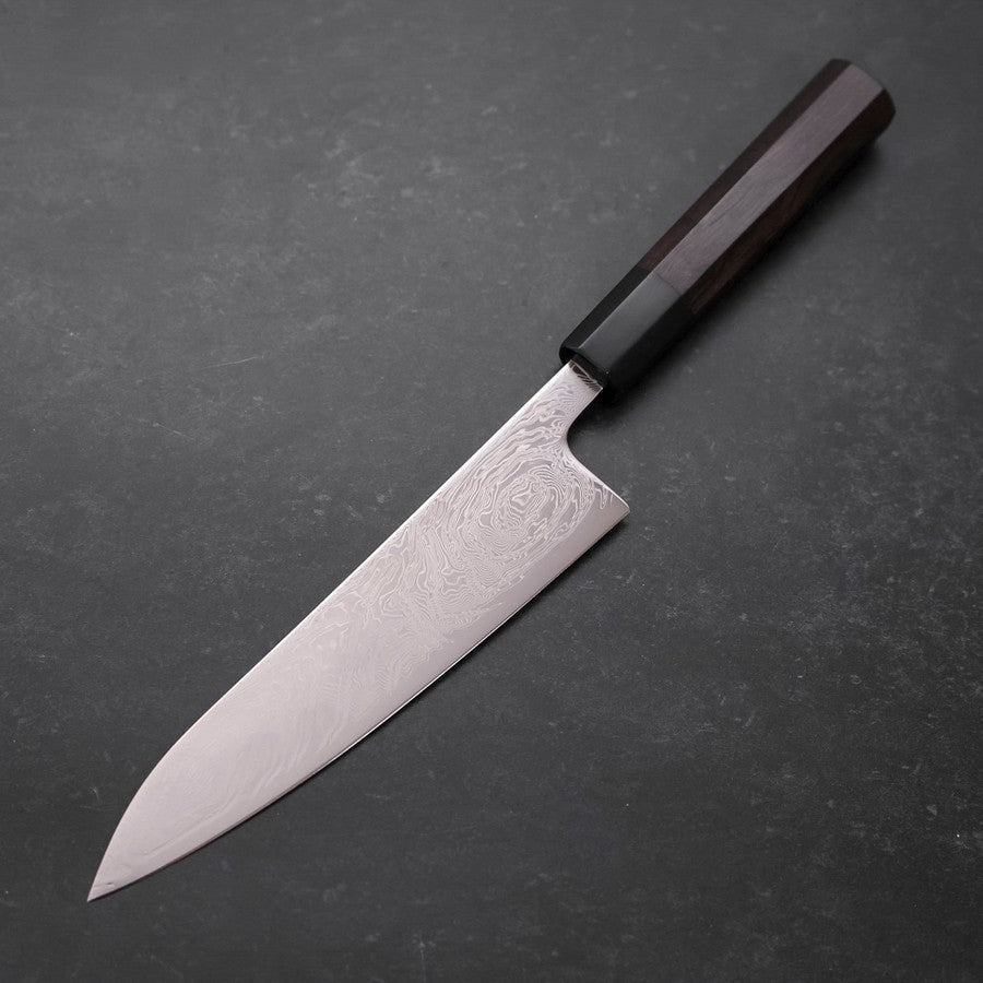 Gyuto SLD Wave Nickel Damascus Buffalo Ebony Handle 180mm