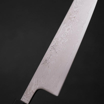 Gyuto SLD Wave Nickel Damascus Buffalo Ebony Handle 180mm