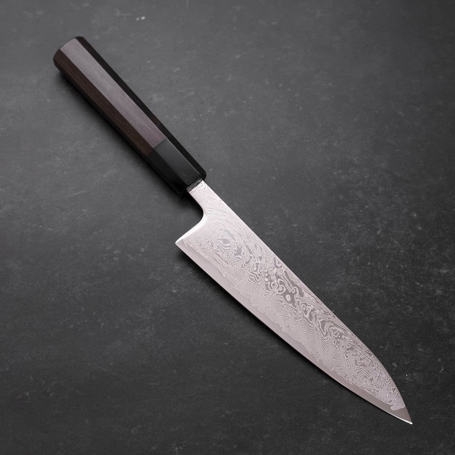 Gyuto SLD Wave Nickel Damascus Buffalo Ebony Handle 180mm