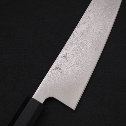 Gyuto SLD Wave Nickel Damascus Buffalo Ebony Handle 210mm