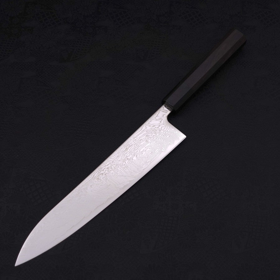 Gyuto SLD Wave Nickel Damascus Buffalo Ebony Handle 240mm