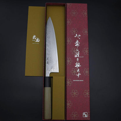 Gyuto SLD Wave Nickel Damascus Buffalo Magnolia Handle 210mm