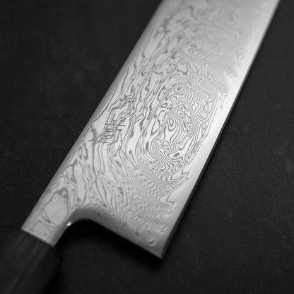 Gyuto SLD Wave Nickel Damascus Dark Blue Urushi Handle 240mm