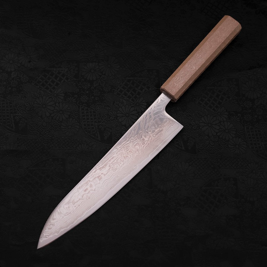 Gyuto SLD Wave Nickel Damascus White Urushi Handle 210mm