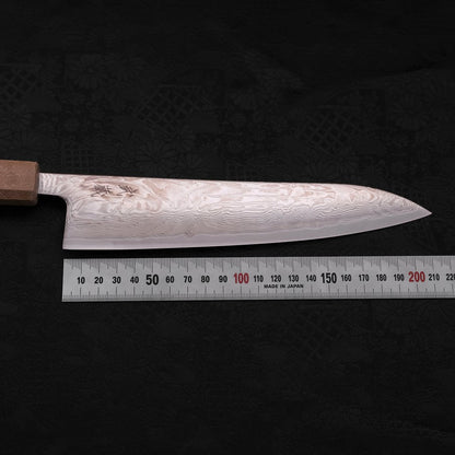 Gyuto SLD Wave Nickel Damascus White Urushi Handle 210mm