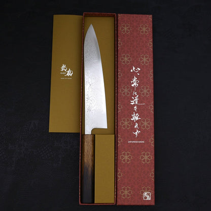Gyuto SLD Wave Nickel Damascus Yaki Urushi Handle 240mm