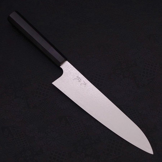 Gyuto Silver Steel #3 Damascus Buffalo Ebony Handle 210mm