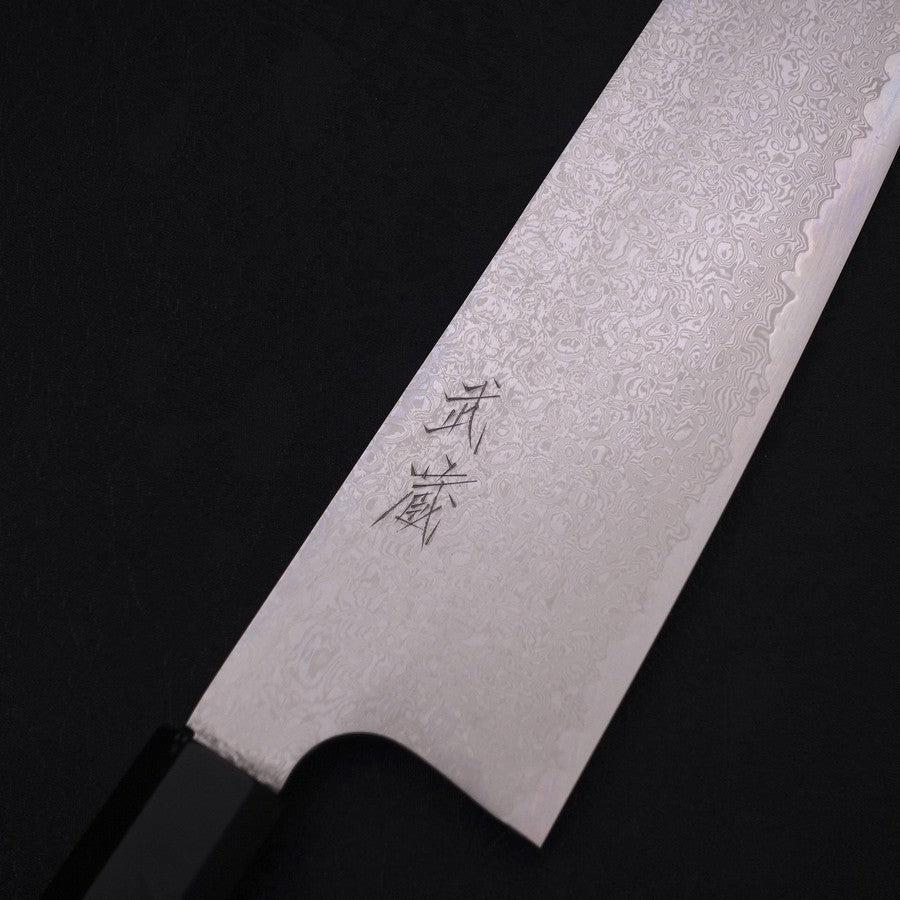 Gyuto Silver Steel #3 Damascus Buffalo Ebony Handle 240mm