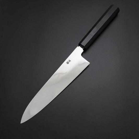 Gyuto Silver Steel #3 Mirror Honyaki Buffalo Ebony Handle 210mm