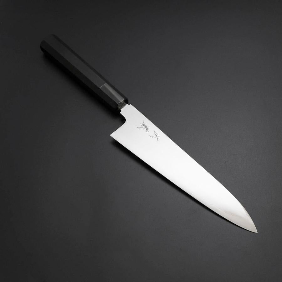 Gyuto Silver Steel #3 Mirror Honyaki Buffalo Ebony Handle 210mm