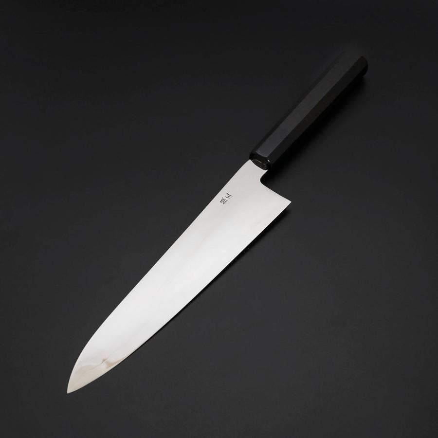 Gyuto Silver Steel #3 Mirror Honyaki Buffalo Ebony Handle 240mm